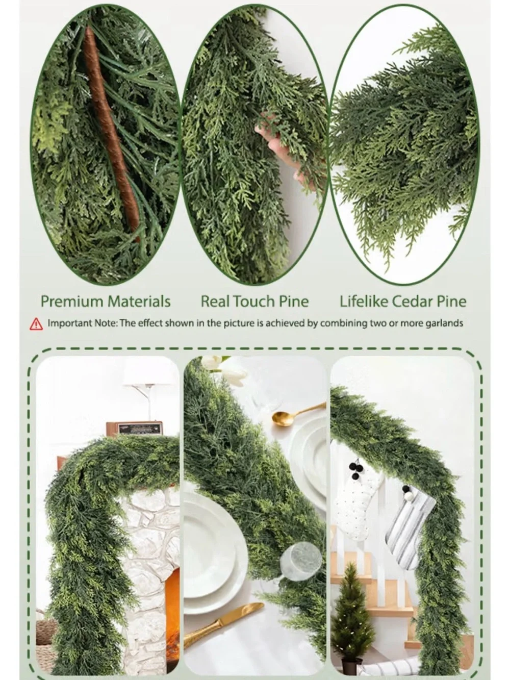 Real Touch Cedar Garland Artificial Realistic new 🆕